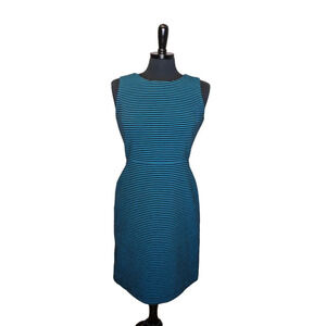 Talbots Petites Sleeveless Sheath Dress Striped Black Blue Size 6P